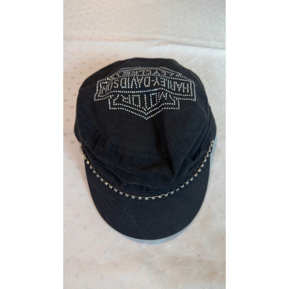 Harley-Davidson Womens Black Rhinestone Adjustable Cap